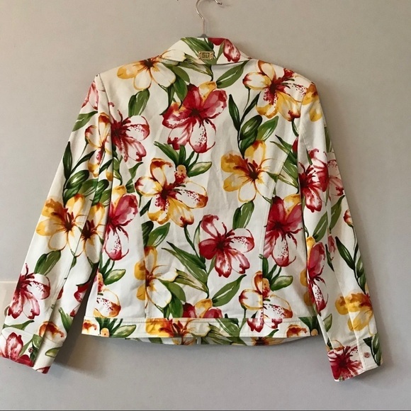St John Sports Marie Gray Floral Tropical Jacket - Picture 9 of 14